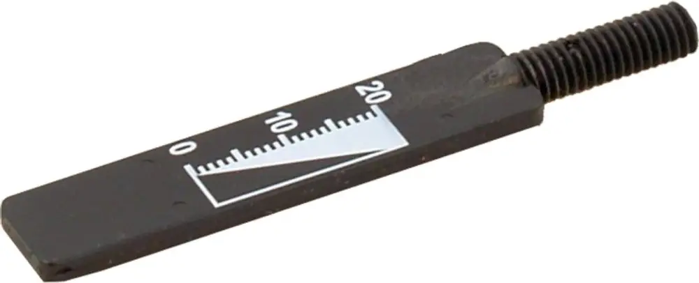 Einstellskala aus schwarzem Metall mit Skala von 0 bis 20, used for Düsenstock von Wolf, zur präzisen Einstellung und Kalibrierung.